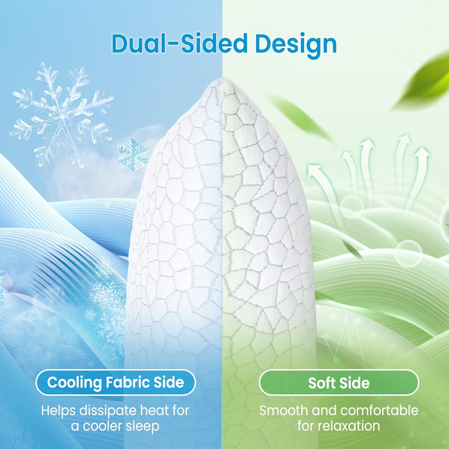 QUTOOL Cooling Shredded Memory Foam Full Body Pillows for Adults