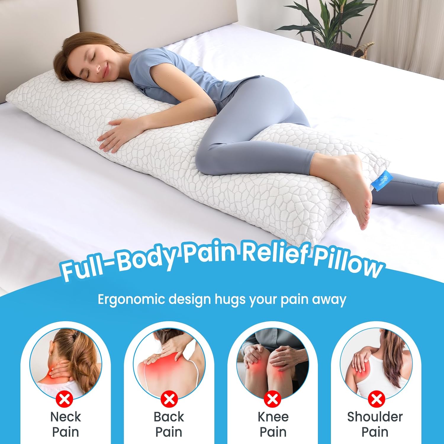 QUTOOL Cooling Shredded Memory Foam Full Body Pillows for Adults