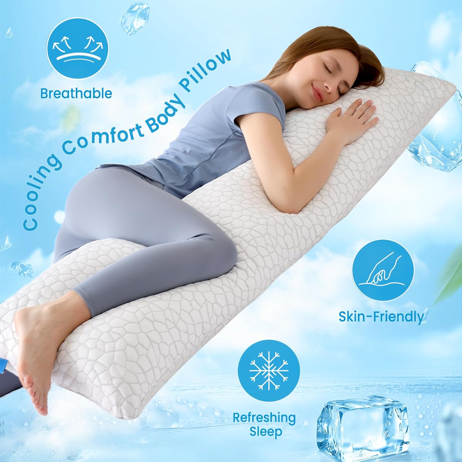 QUTOOL Cooling Shredded Memory Foam Full Body Pillows for Adults