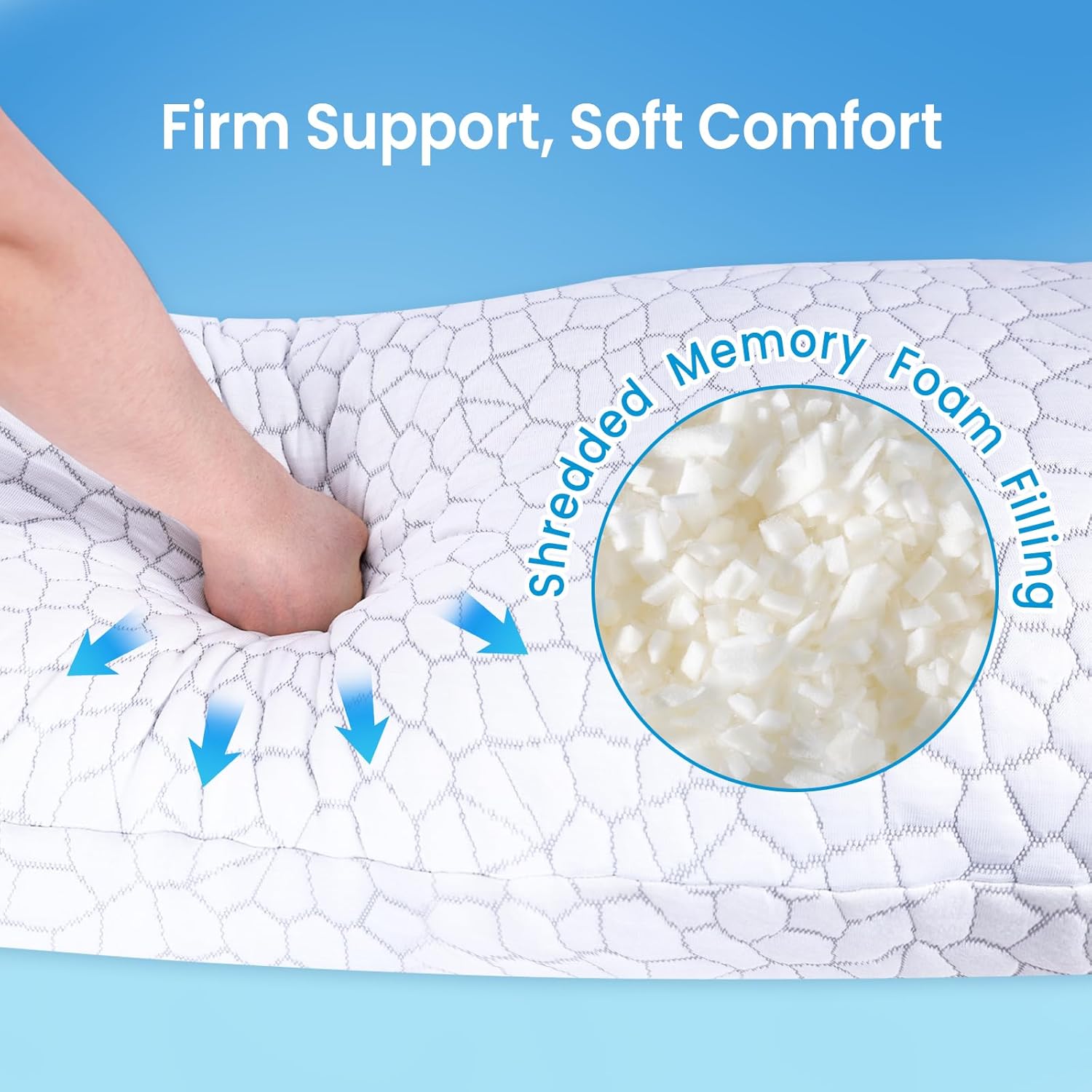 QUTOOL Cooling Shredded Memory Foam Full Body Pillows for Adults