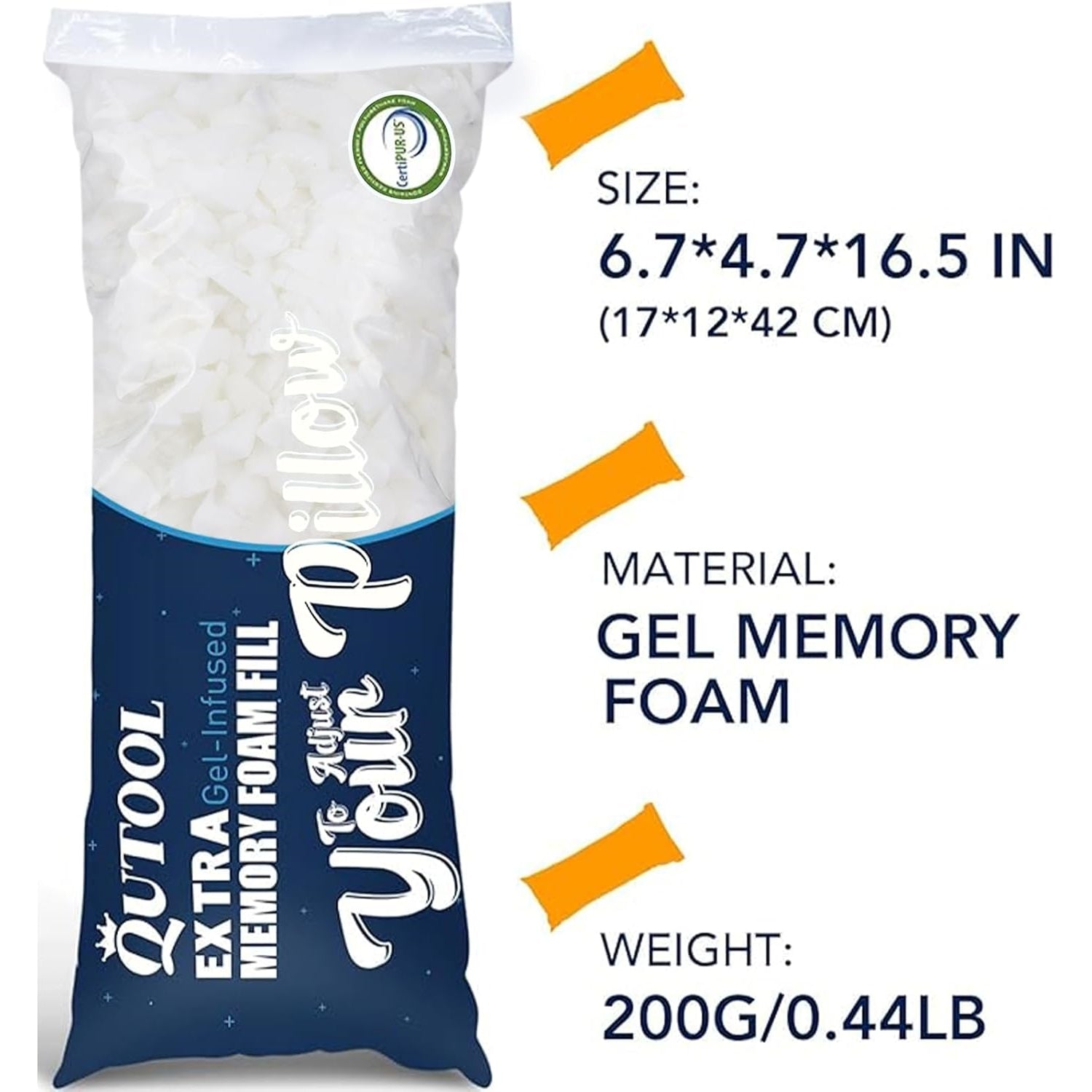 QUTOOL 0.44lb Premium Replacement Shredded Memory Foam Filling
