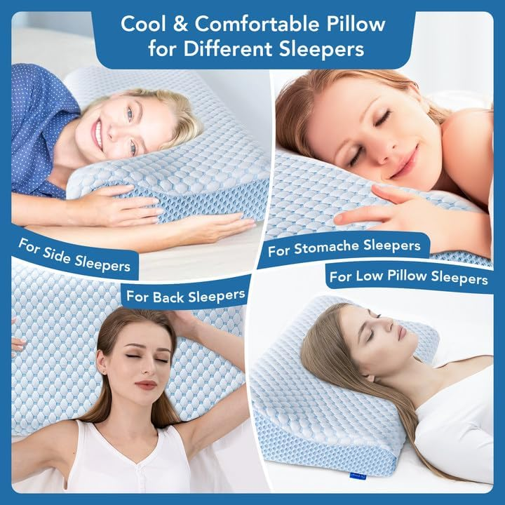 QUTOOL Cooling Bed Pillow Adjustable Shredded Memory Foam Pillows