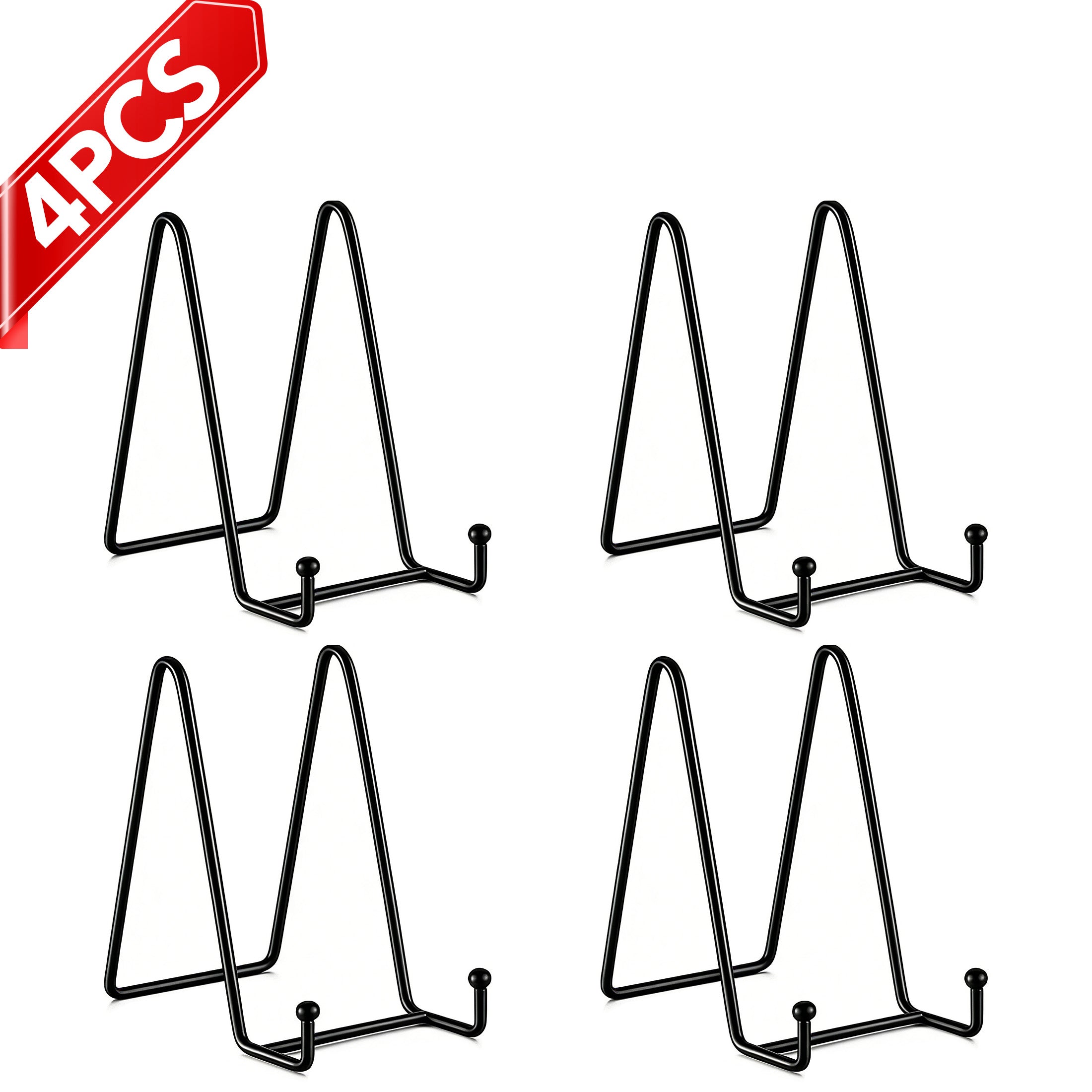 QUTOOL 6in Plate Stands, 4-Pack Metal Display Easels for Picture Frames