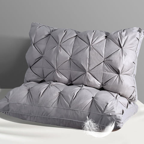 QUTOOL Luxury Hotel Goose Feather Pillow Set of 2, Gray