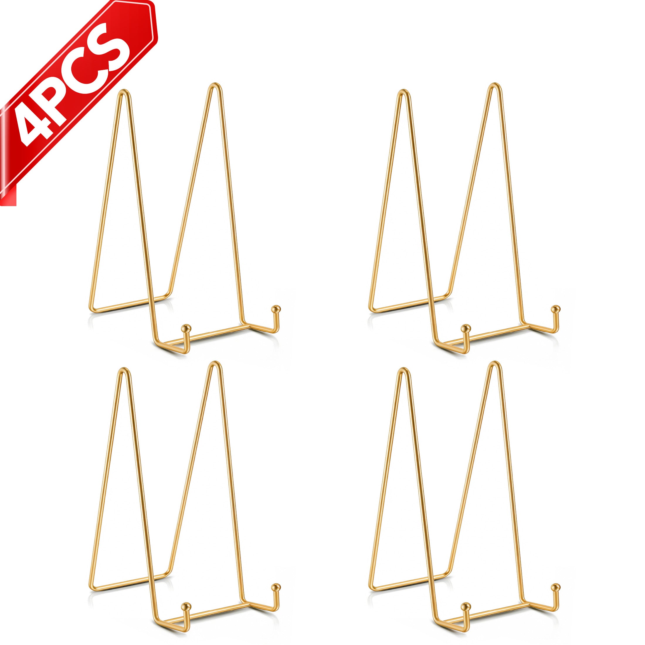 QUTOOL 6in Plate Stands, 4-Pack Metal Display Easels for Picture Frames