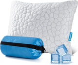 QUTOOL Cooling Memory Foam Pillow with Travel Storage Bag, White