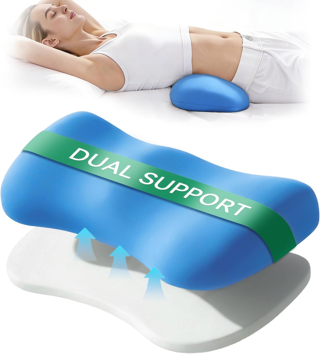 QUTOOL Adjustable Height Lumbar Support Pillow for Sleeping