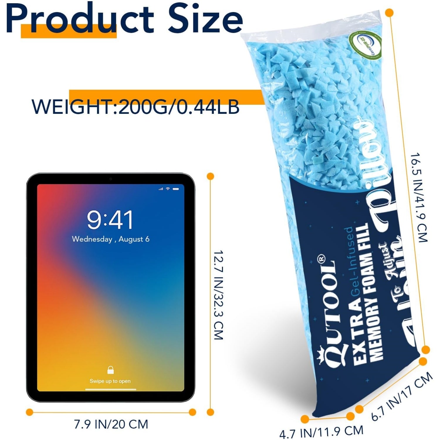 QUTOOL 0.44lb Premium Replacement Shredded Memory Foam Filling