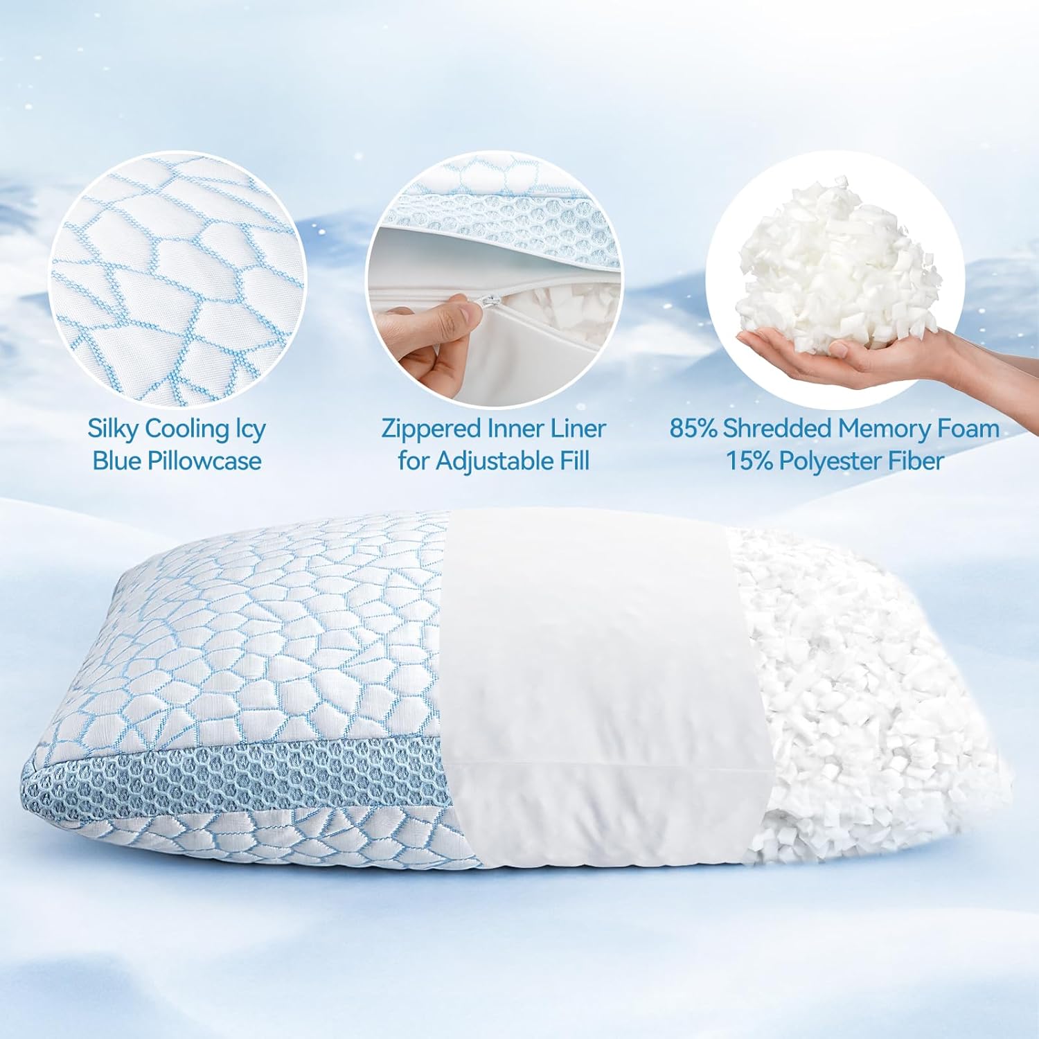 QUTOOL Shredded Memory Foam  Cool and Adjustable Loft