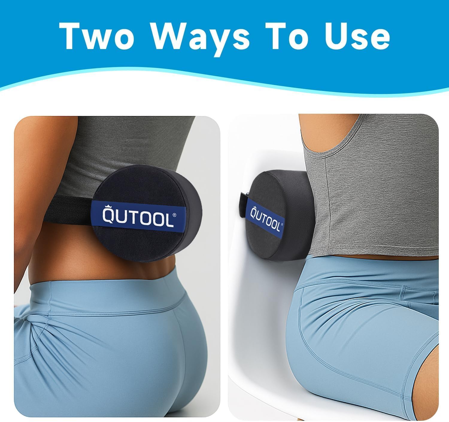 QUTOOL Lumbar Roll for Office Chair with Upgraded Strap