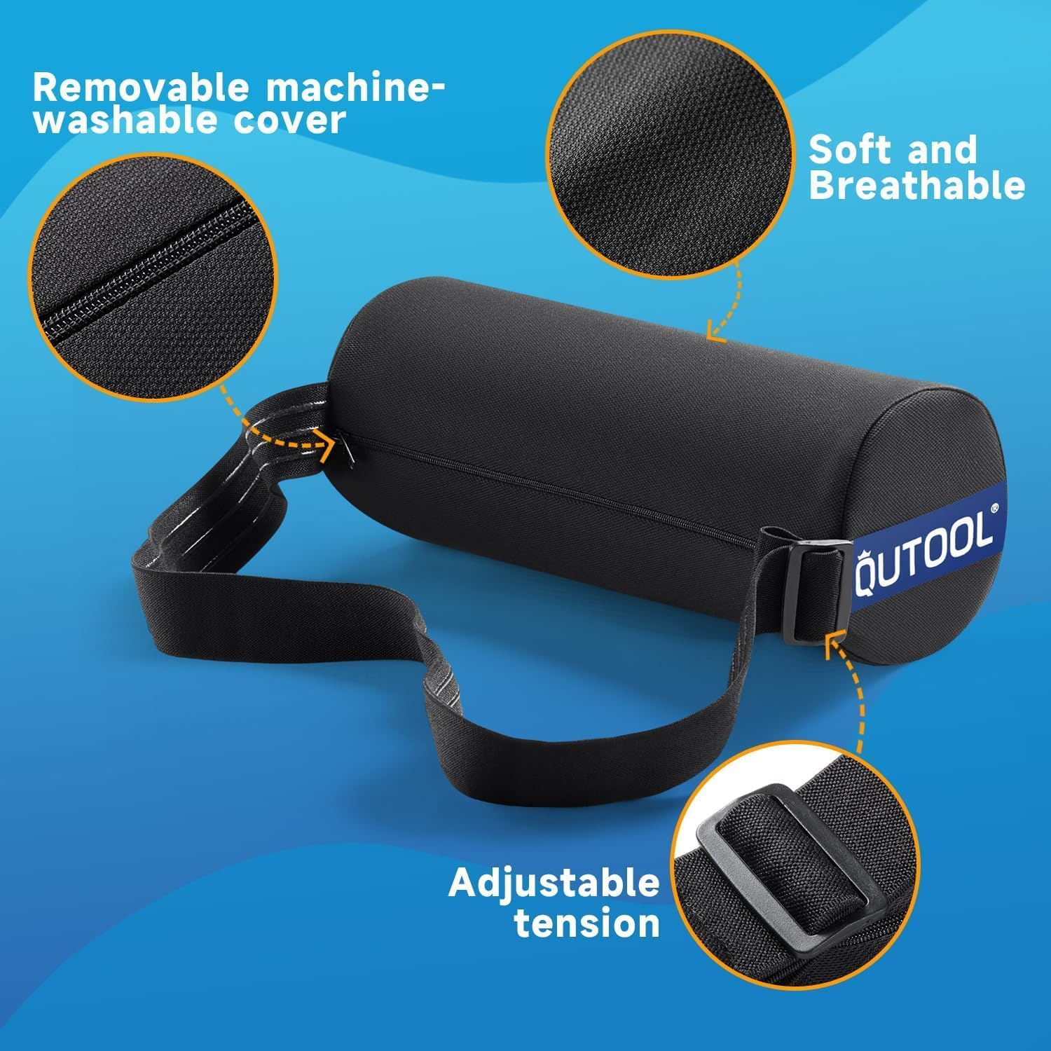 QUTOOL Lumbar Roll for Office Chair with Upgraded Strap