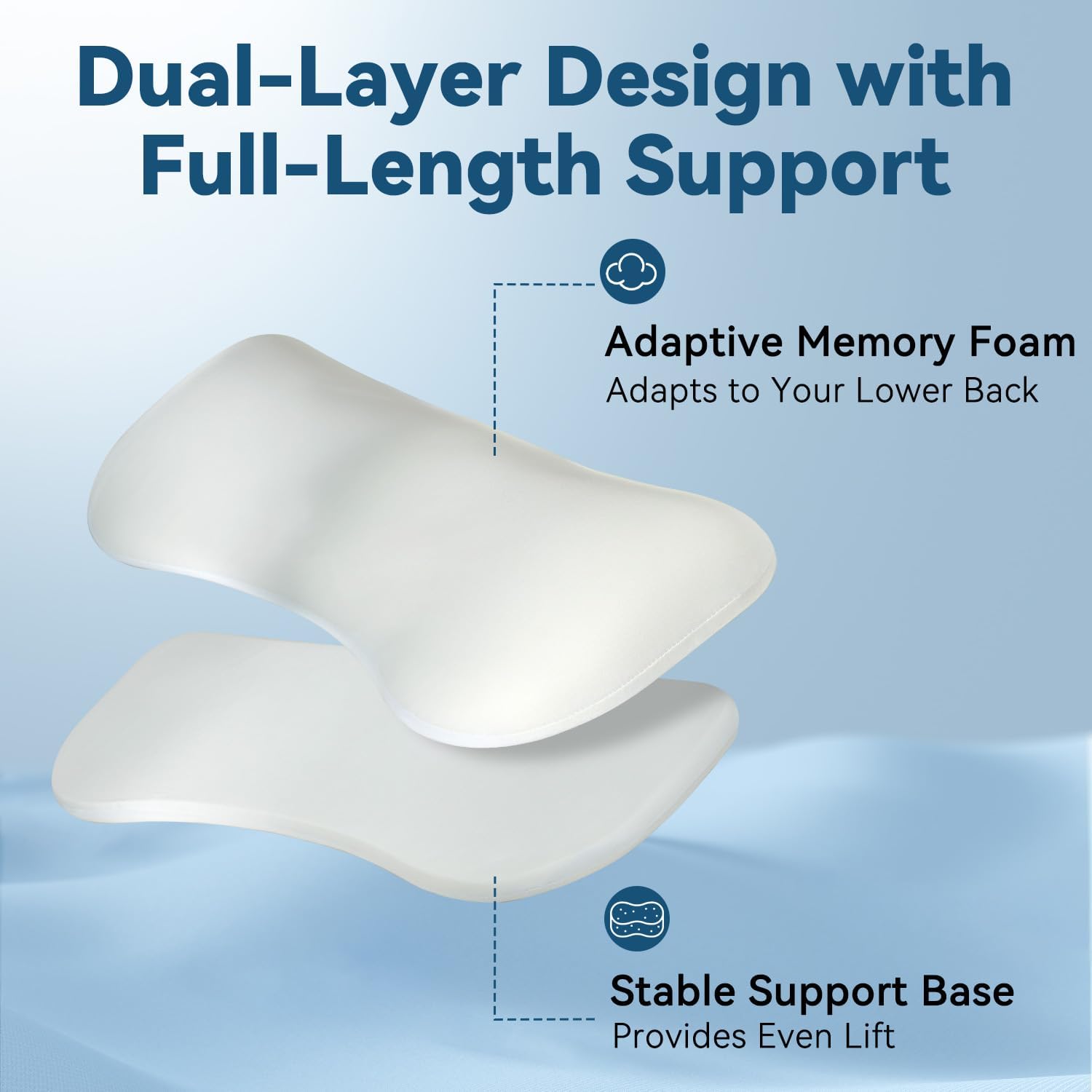 QUTOOL Adjustable Height Lumbar Support Pillow for Sleeping
