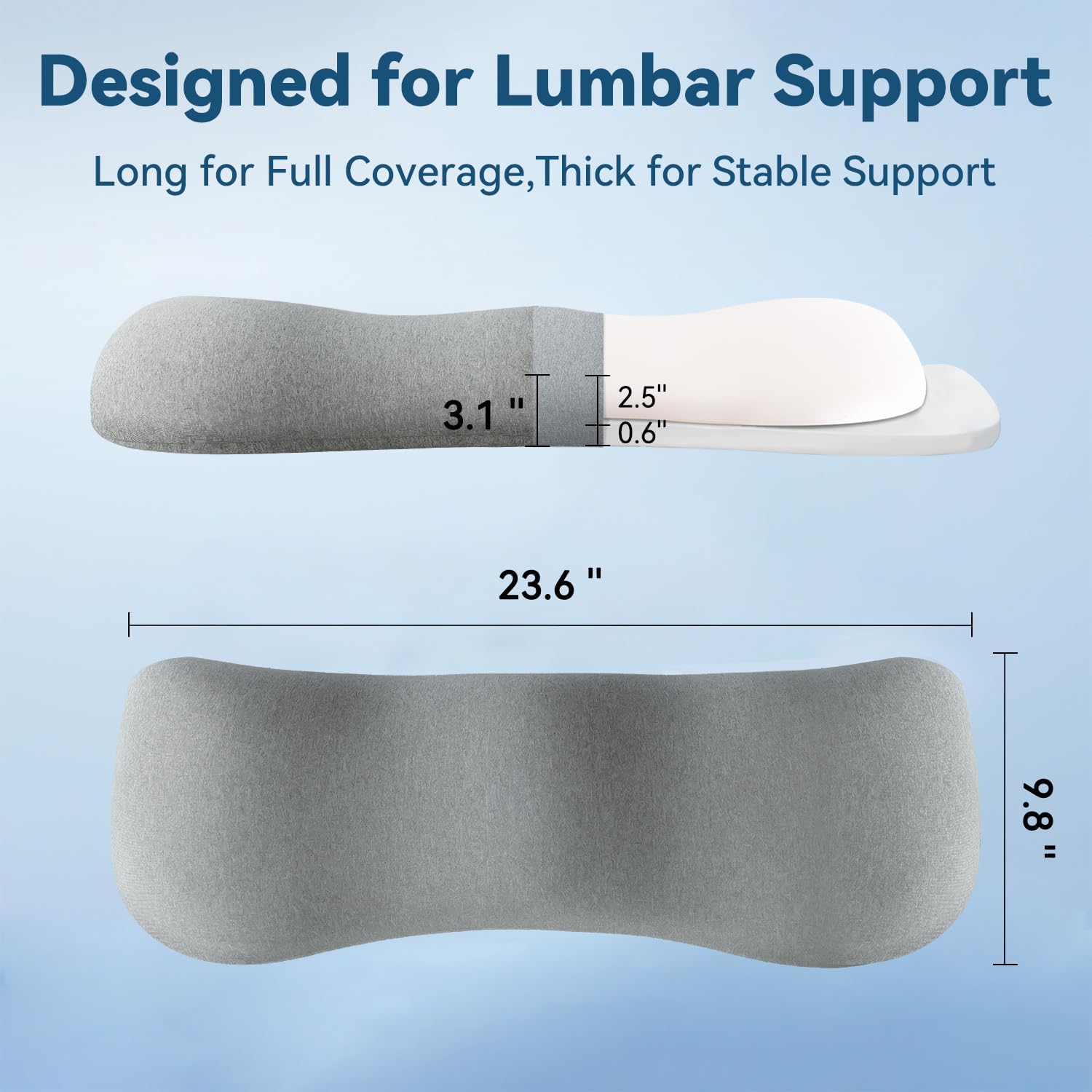 QUTOOL Adjustable Height Lumbar Support Pillow for Sleeping