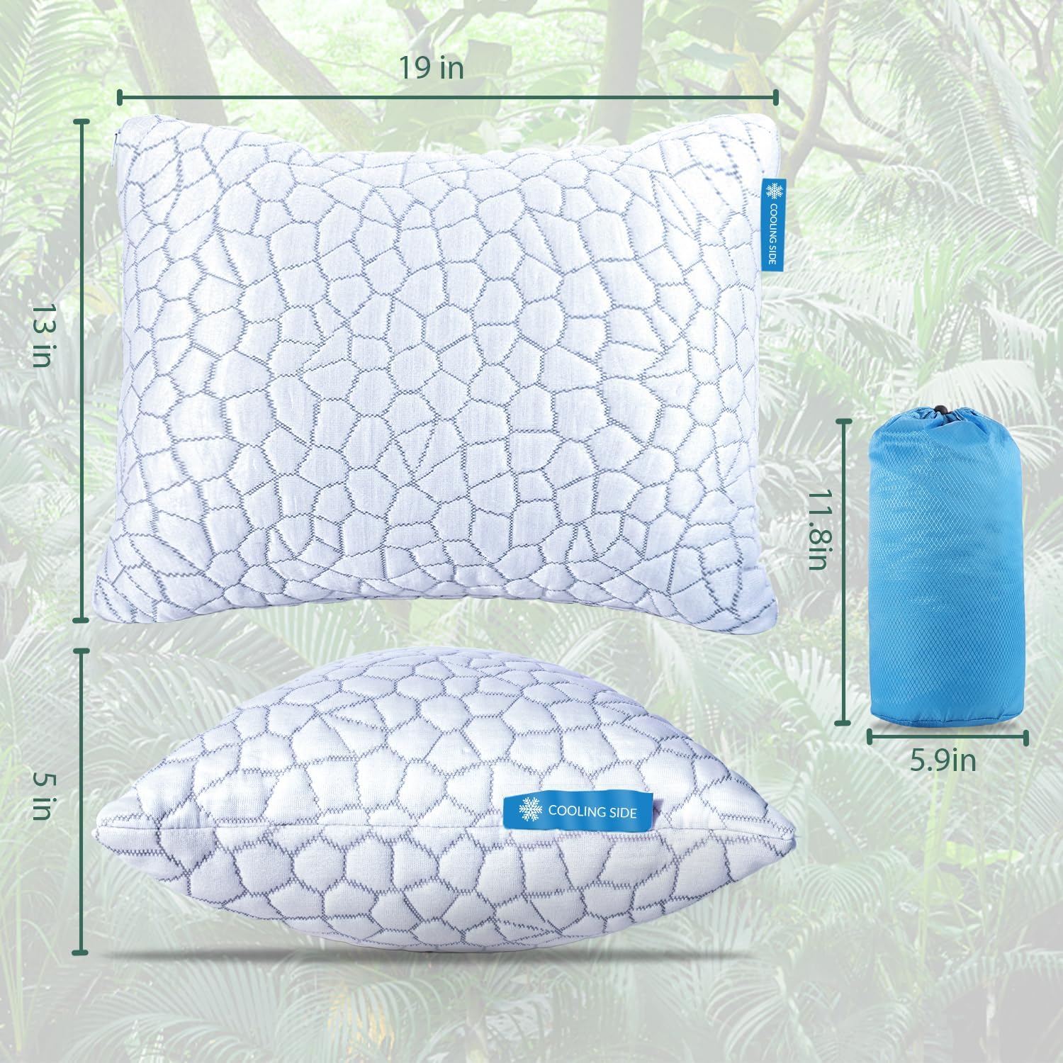 QUTOOL Cooling Memory Foam Pillow with Travel Storage Bag, White