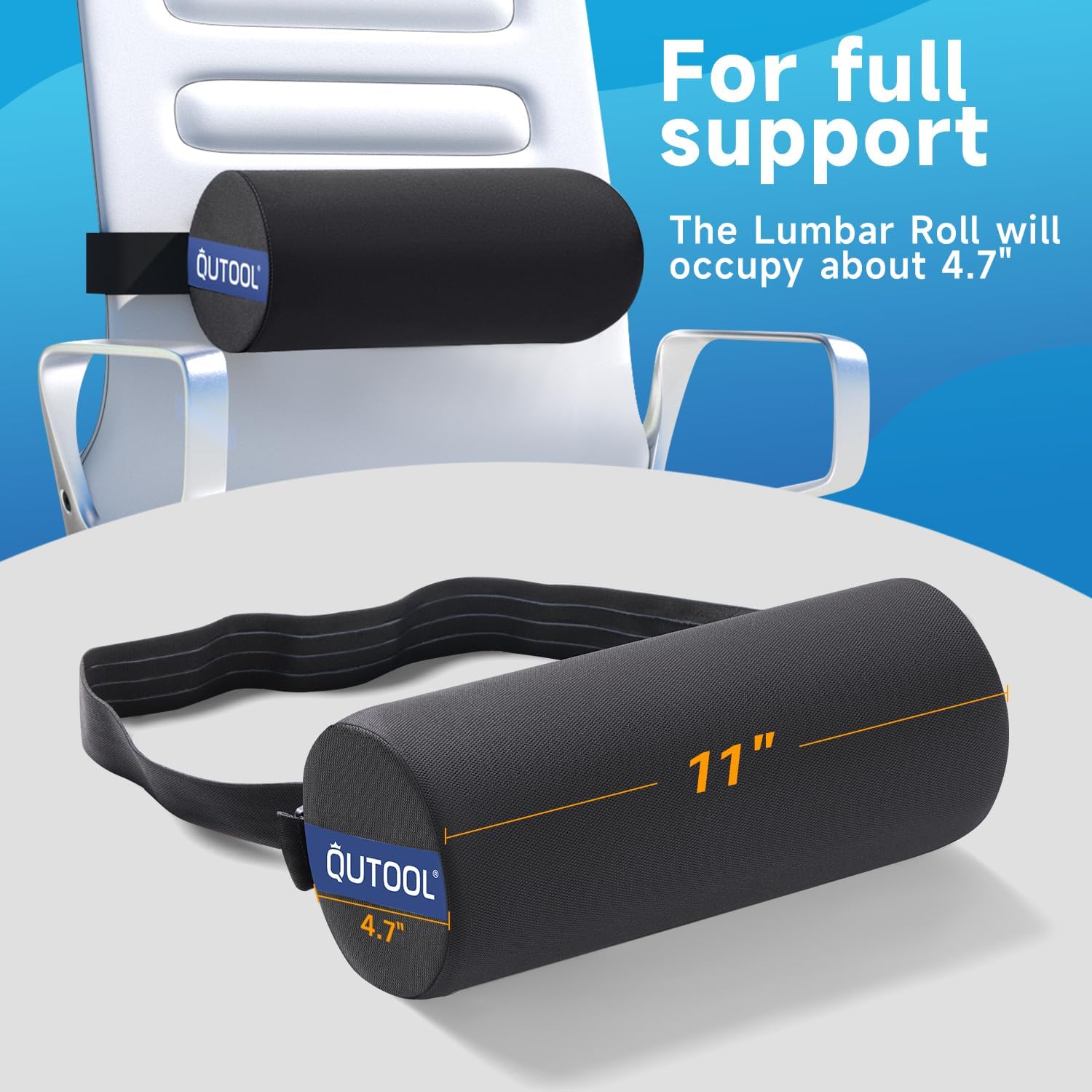 QUTOOL Lumbar Roll for Office Chair with Upgraded Strap