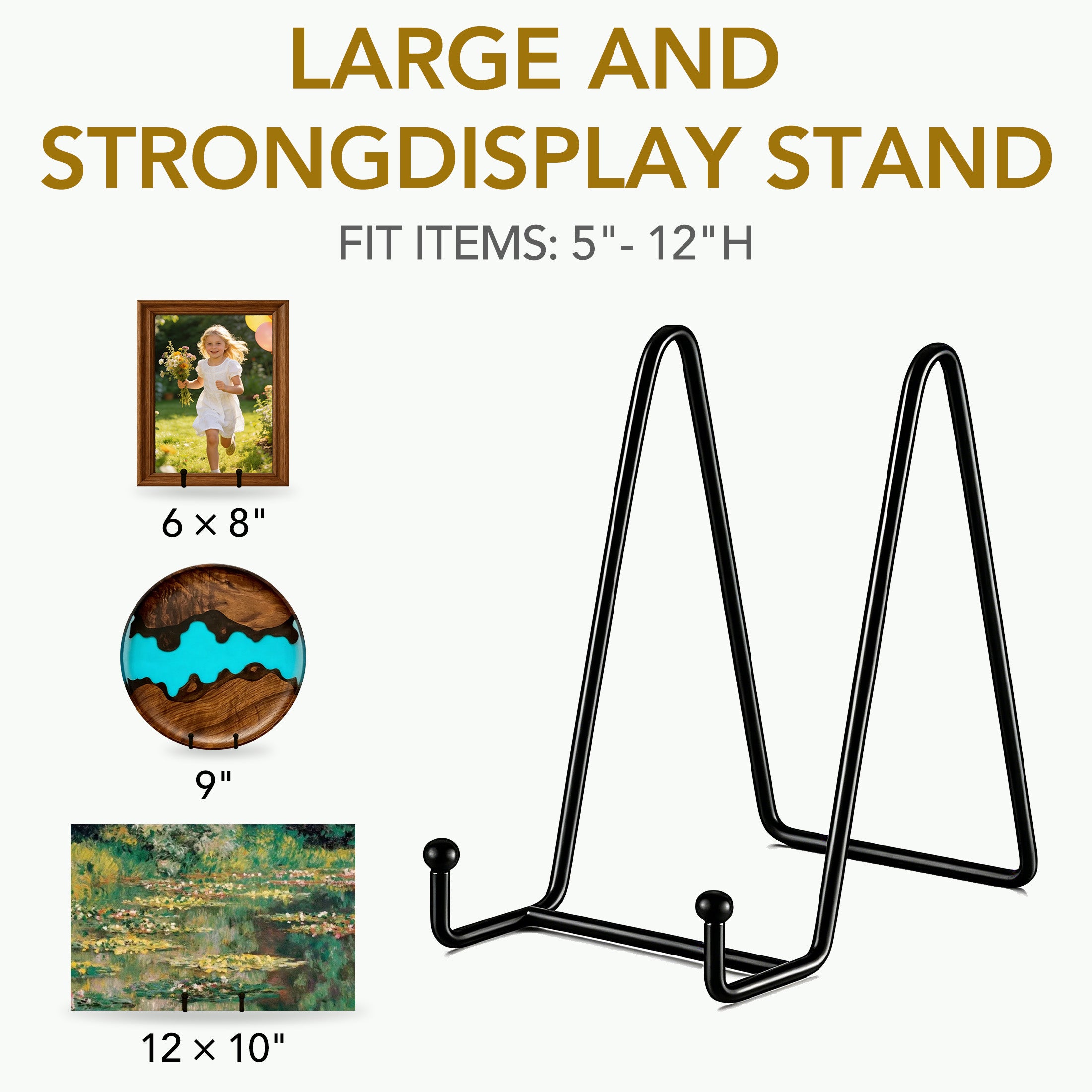 QUTOOL 6in Plate Stands, 4-Pack Metal Display Easels for Picture Frames