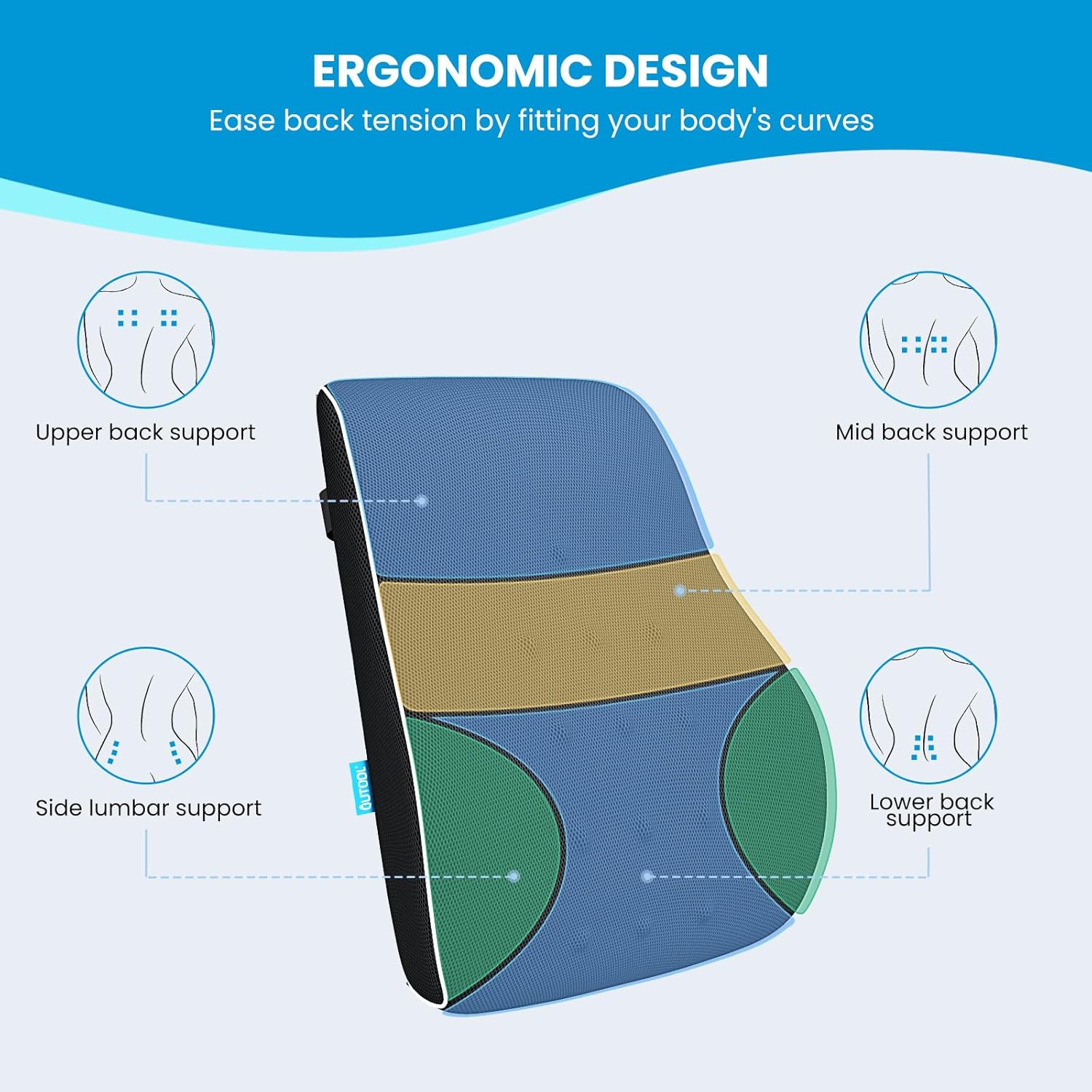 QUTOOL Lumbar Support Pillow for Office Chair