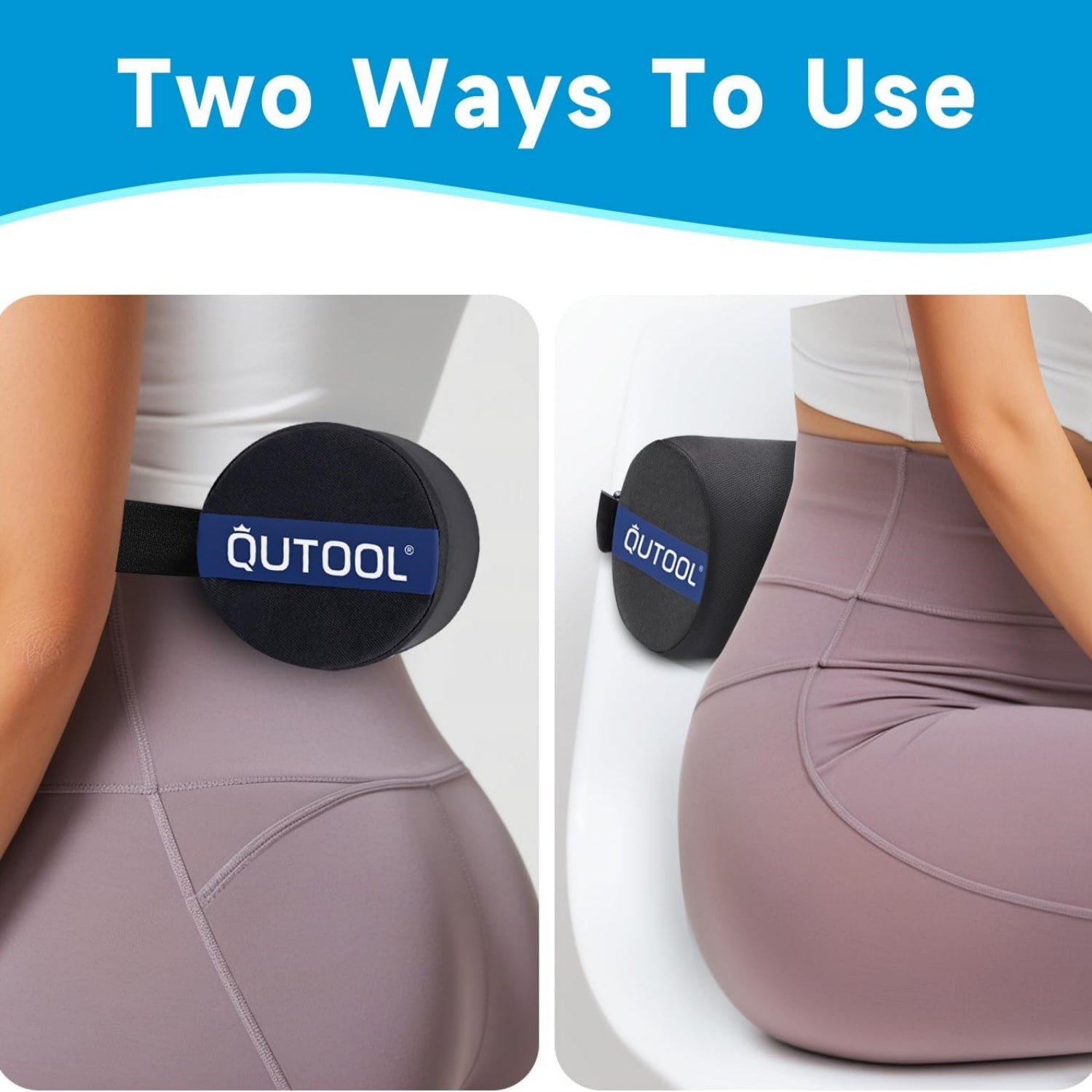QUTOOL Lumbar Roll for Office Chair with Upgraded Strap Medium Soft-lumbar Roll