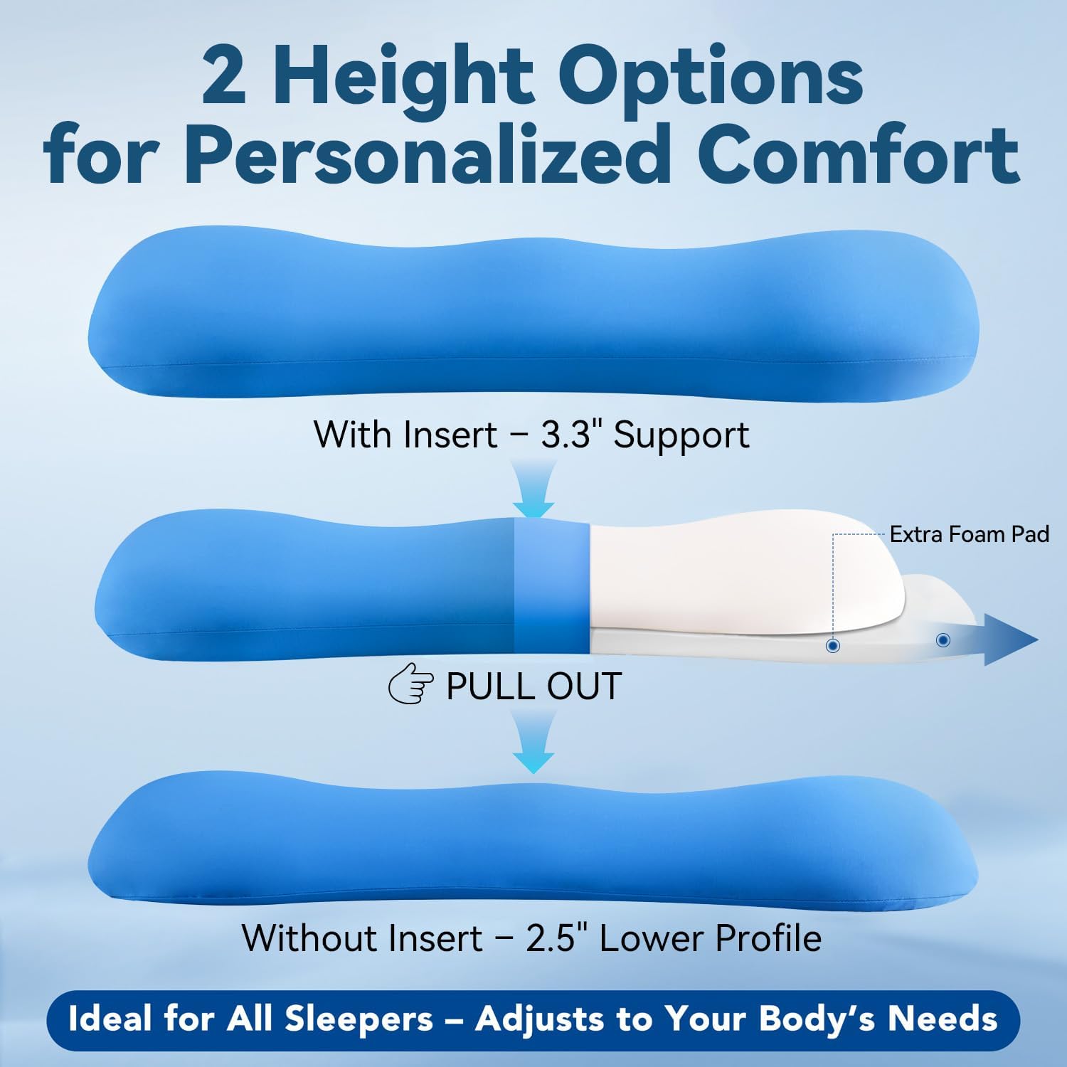 QUTOOL Adjustable Height Lumbar Support Pillow for Sleeping