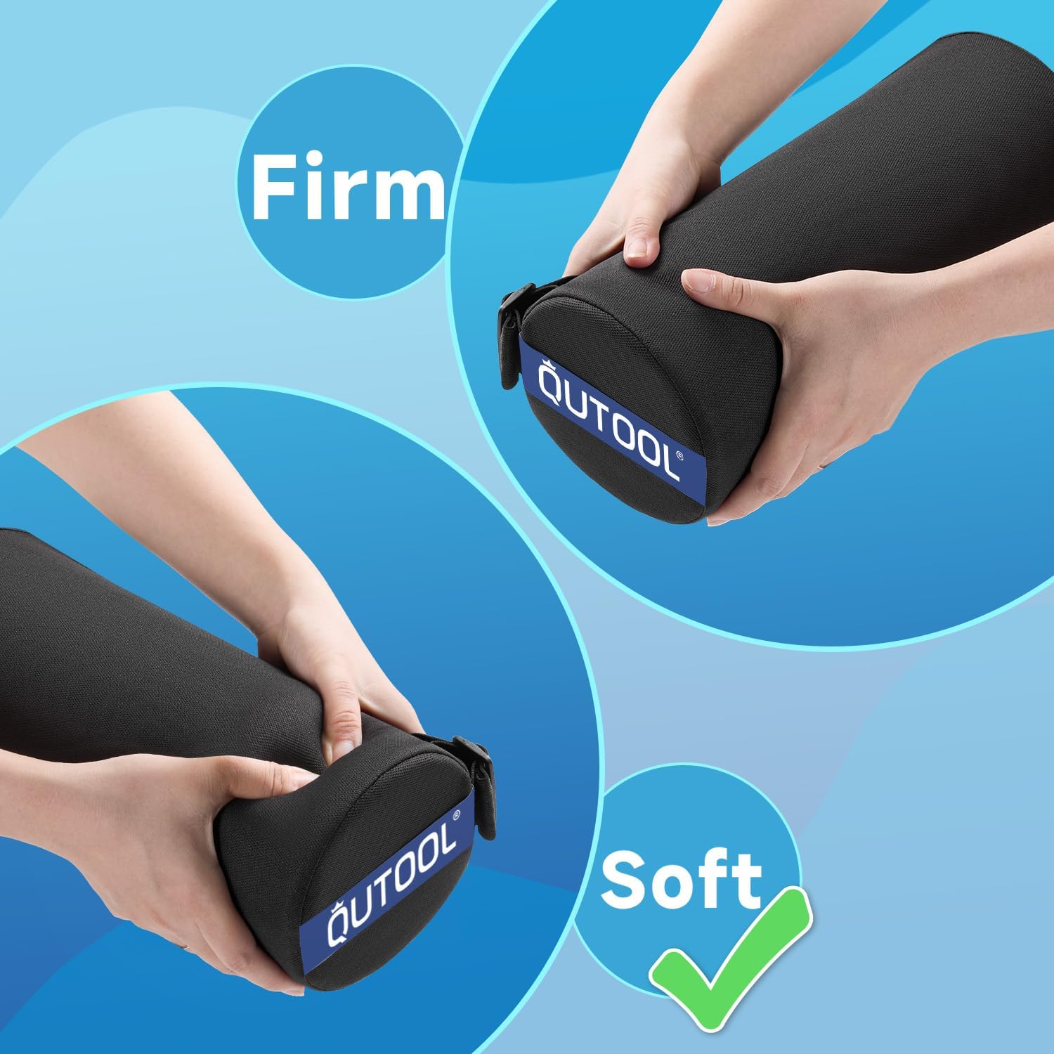 QUTOOL Lumbar Roll for Office Chair with Upgraded Strap Medium Soft-lumbar Roll