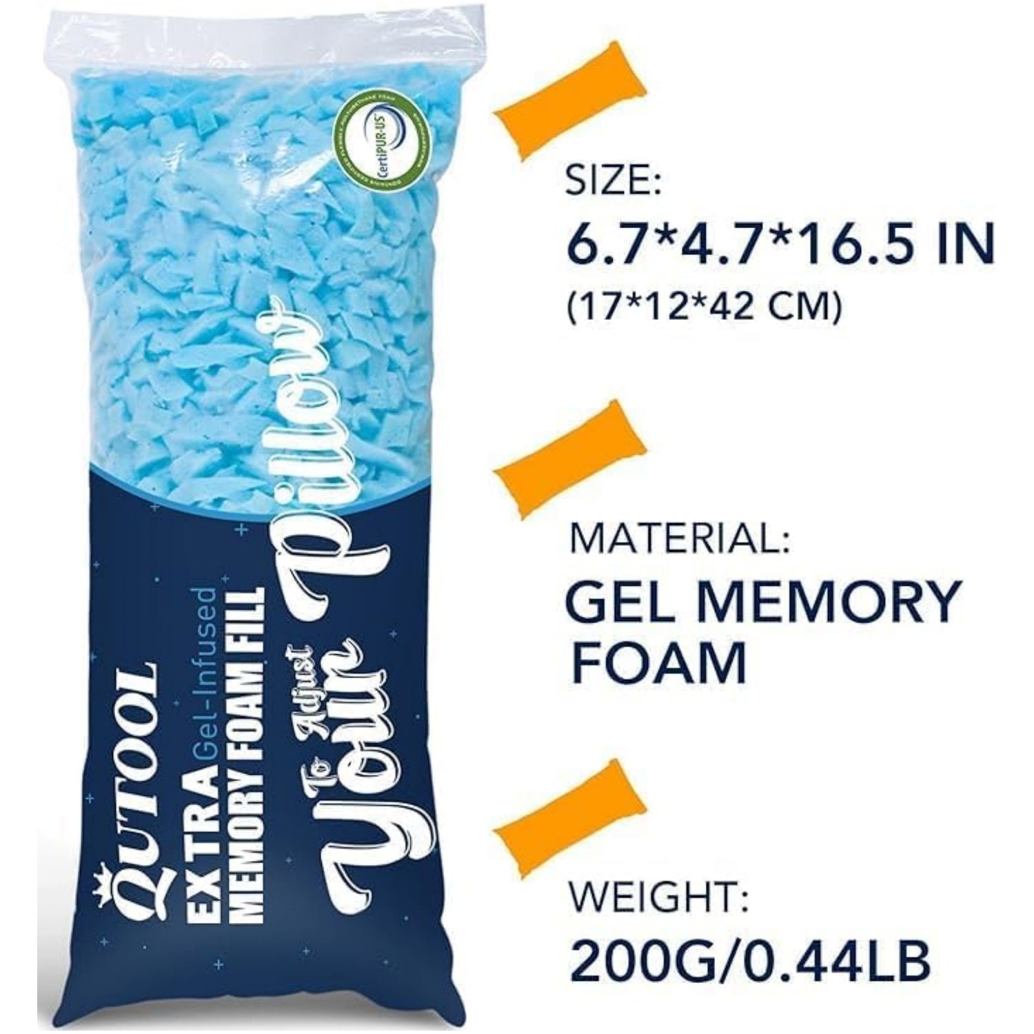 QUTOOL 0.44lb Premium Replacement Shredded Memory Foam Filling