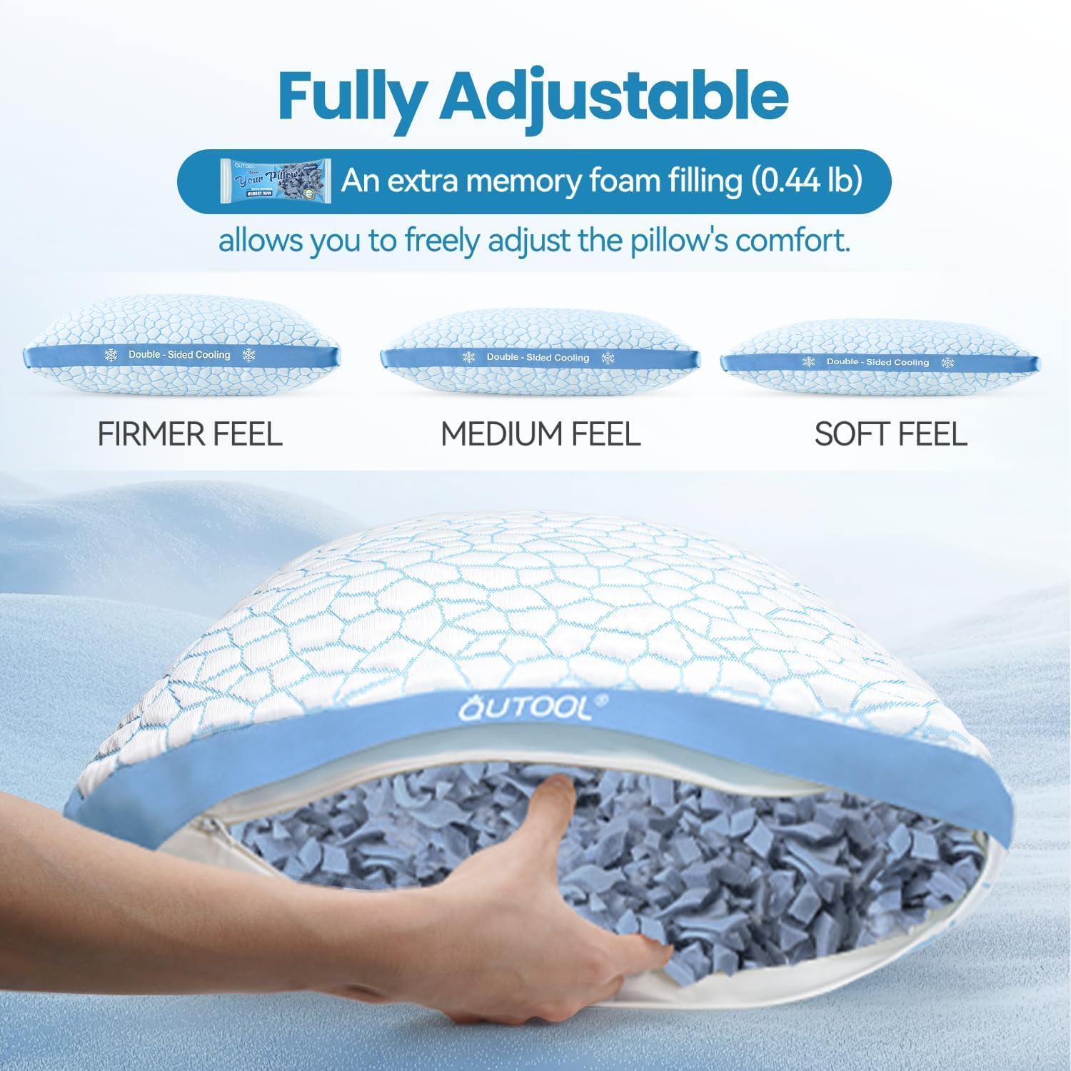 QUTOOL Shredded Memory Foam  Cool and Adjustable Loft