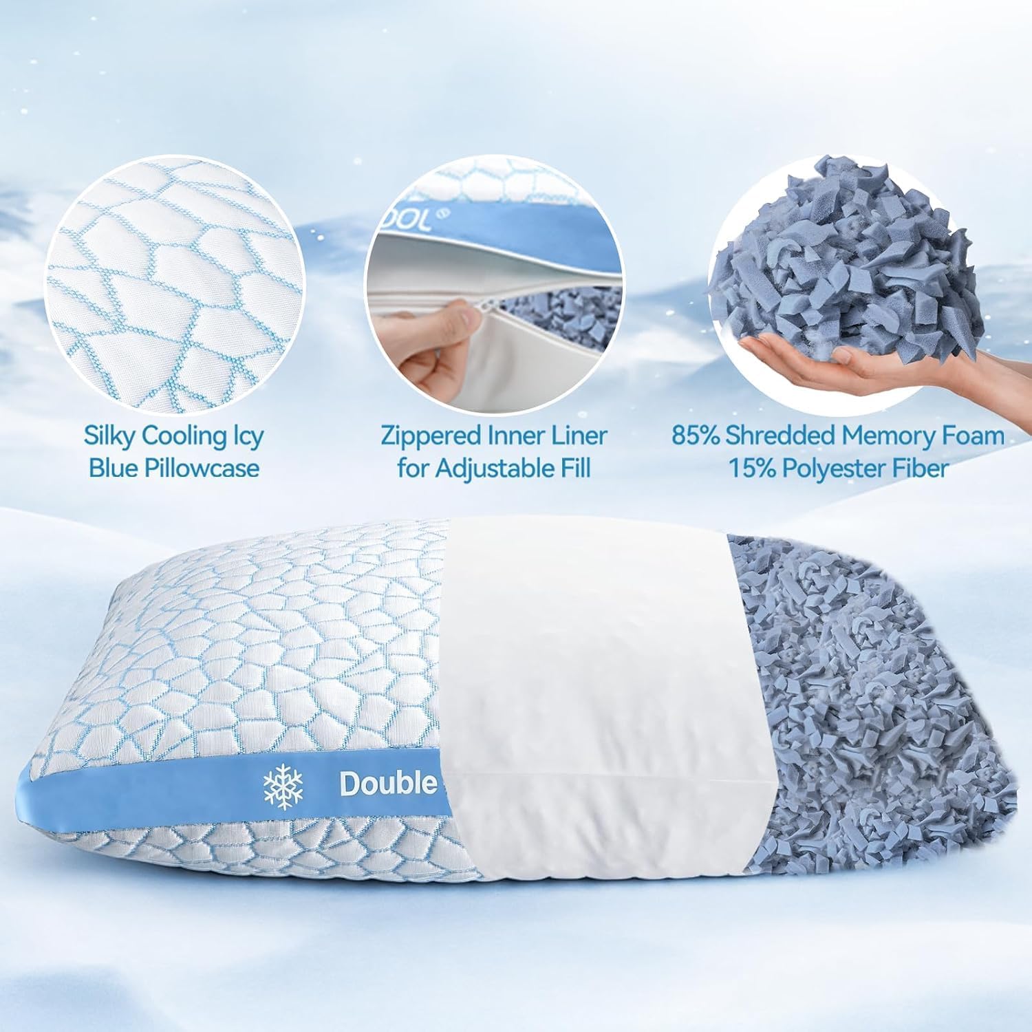 QUTOOL Shredded Memory Foam  Cool and Adjustable Loft