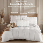 QUTOOL Luxury Hotel Goose Feather Pillow Set of 2, White
