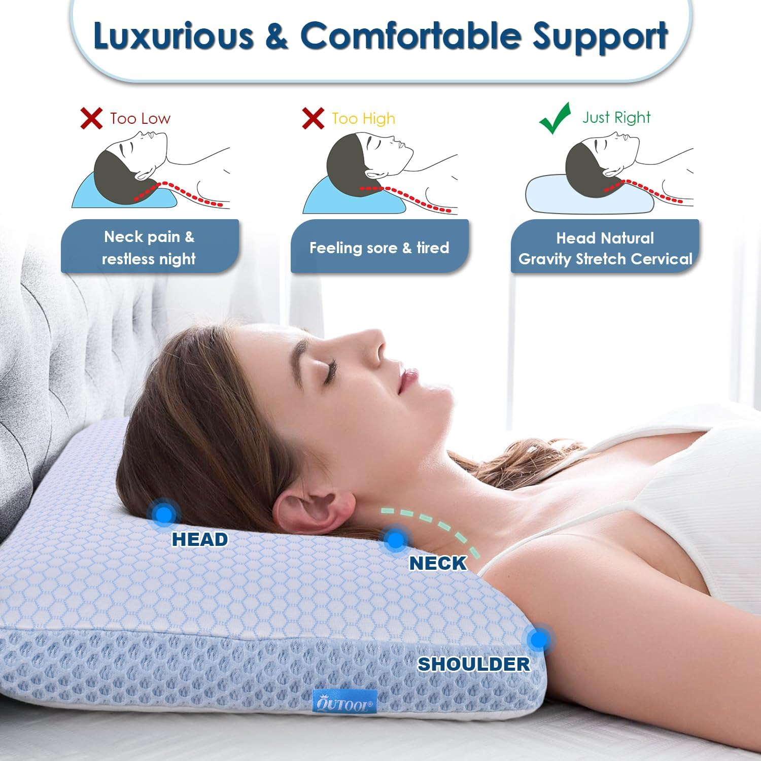 QUTOOL Cooling & Ventilated  Memory Foam Pillow