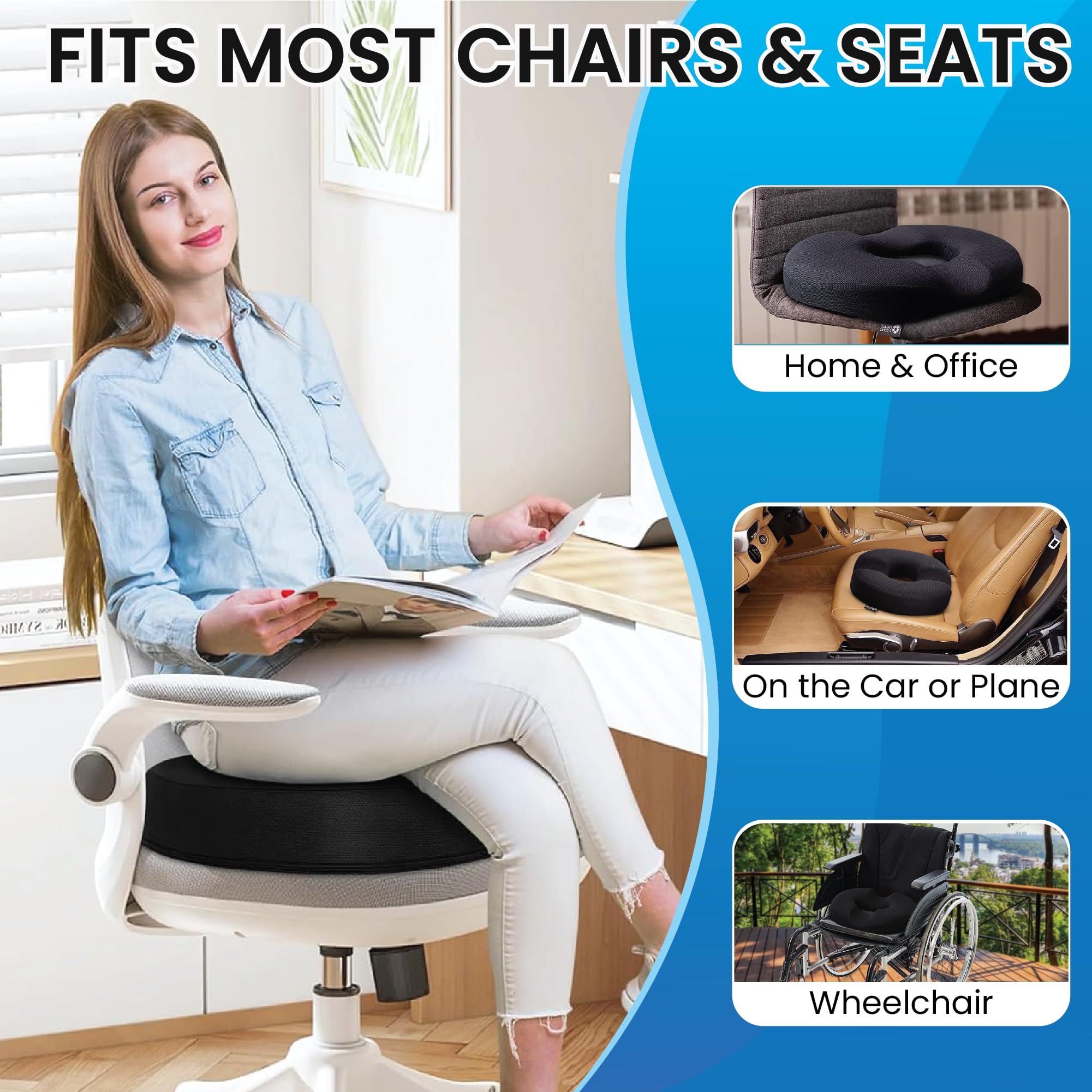 QUTOOL Donut Pillow for Tailbone Pain Hemorrhoid Cushion