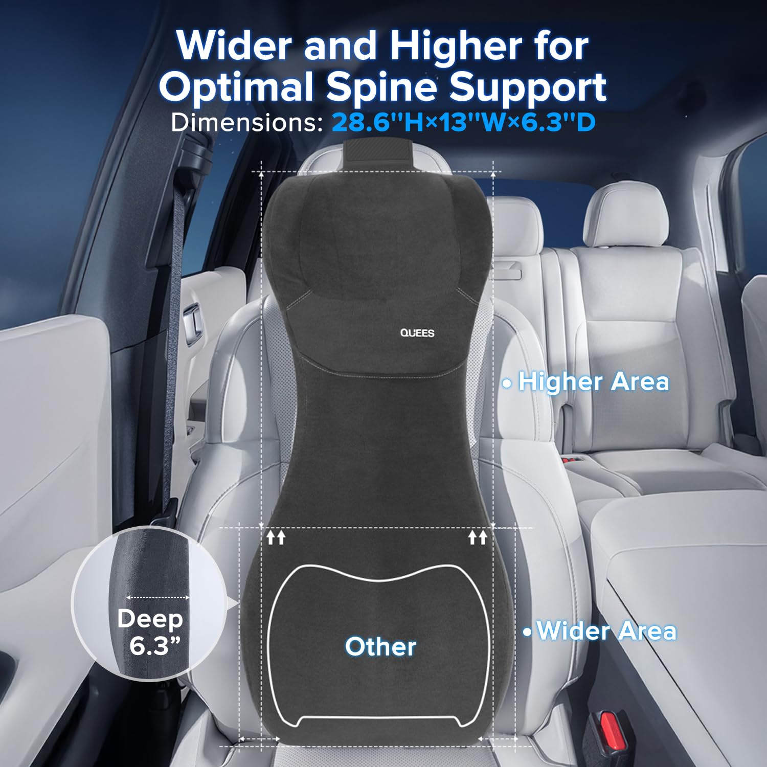 QUTOOL Car Lumbar Support Pillow with Headrest