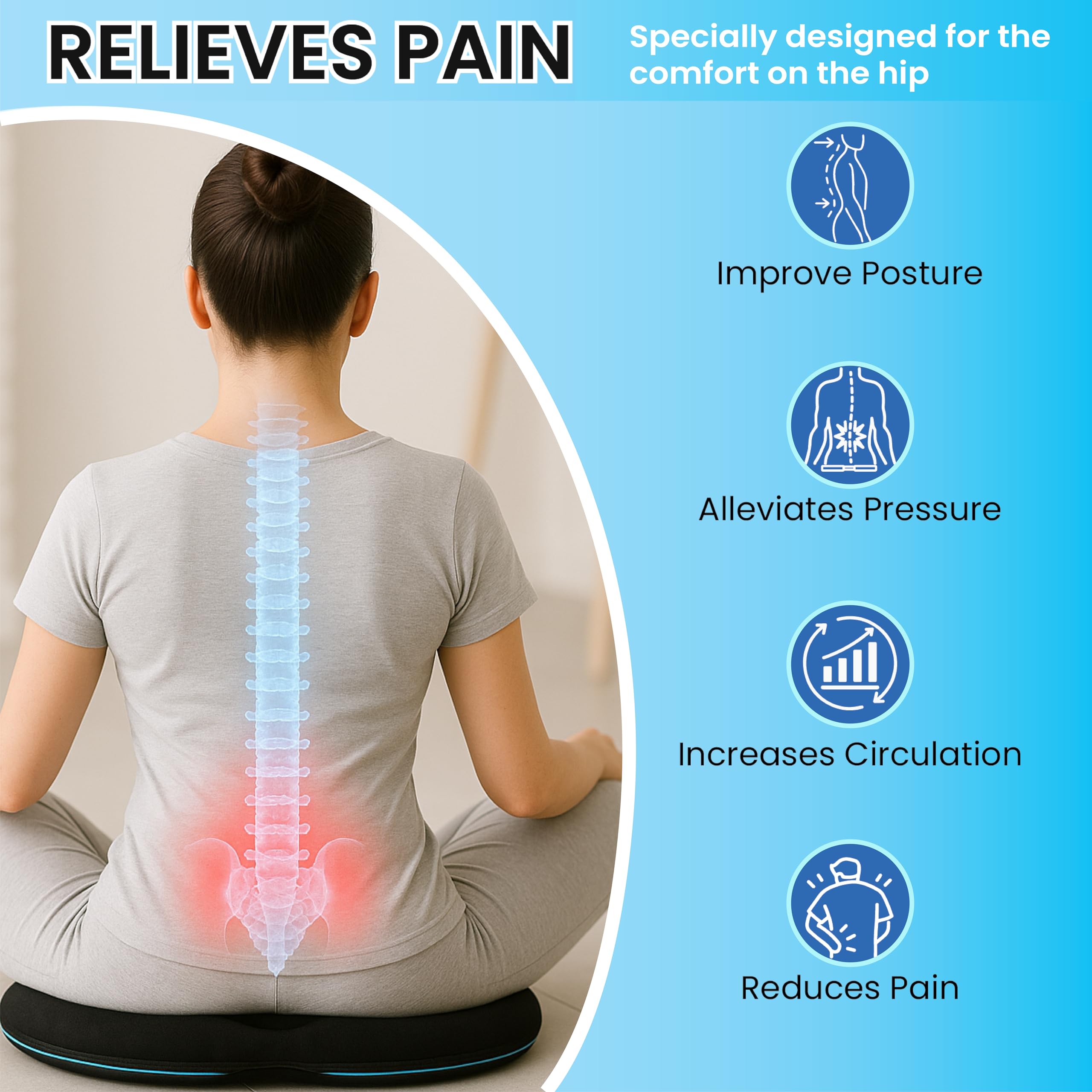 QUTOOL Donut Pillow for Tailbone Pain Hemorrhoid Cushion