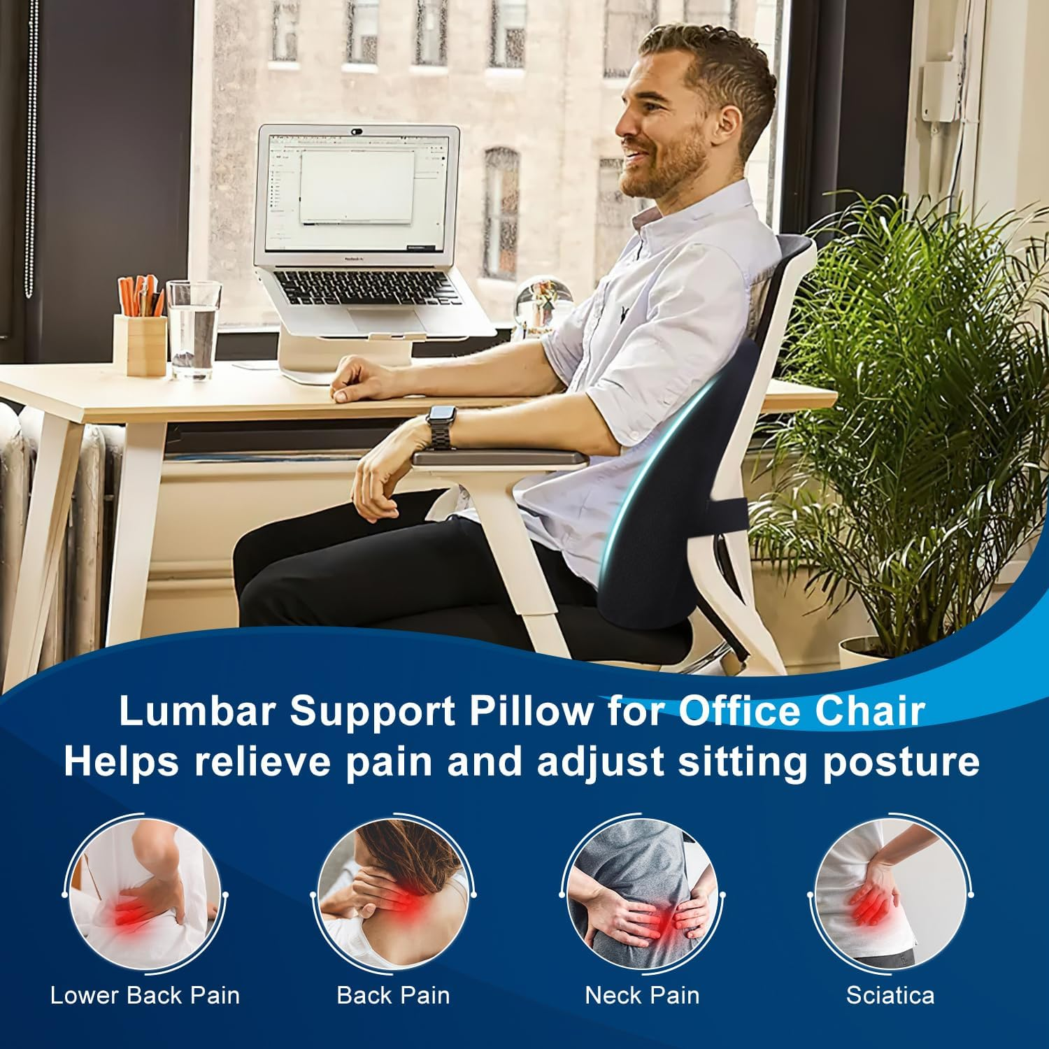 QUTOOL Lumbar Support Pillow- Lower Backpain Relief