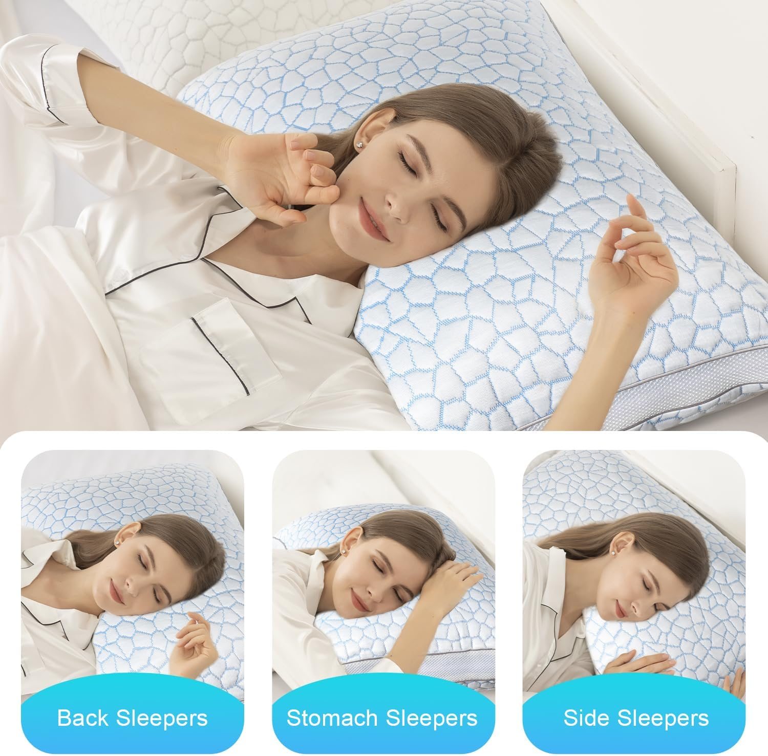 Qutool Cooling Bed Pillows for Sleeping Adjustable Gel Shredded
