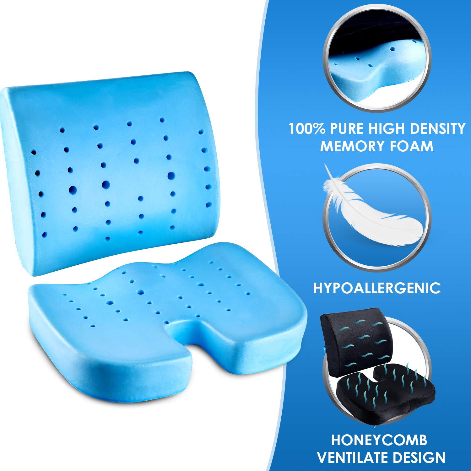 Orthopedic Donut Seat Cushion Memory Foam Cushion – Tailbone & Coccyx  Memory Foam Pillow - Pain Relief & Relieves Tailbone Pressure - Dark Blue 