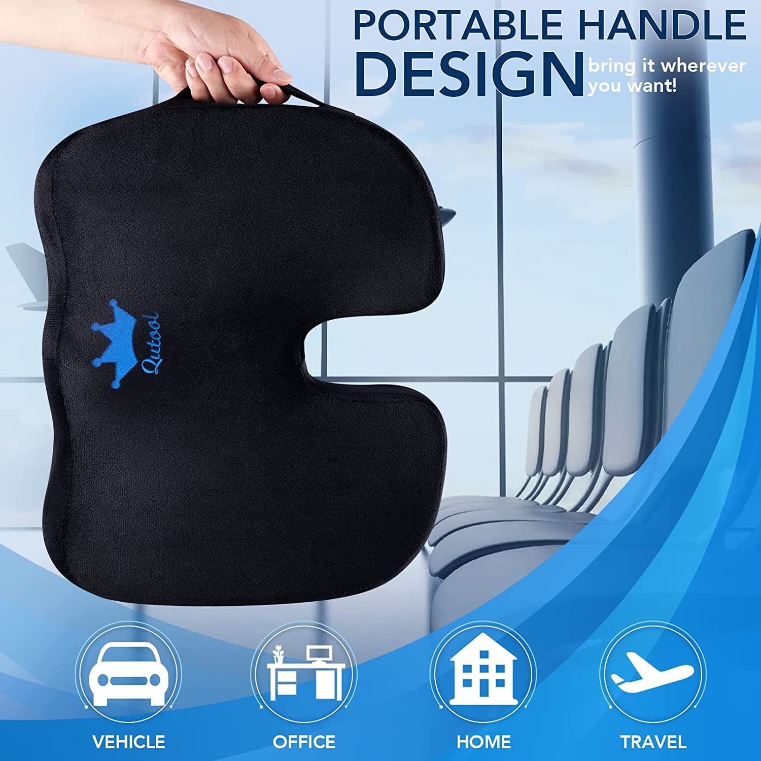 QUTOOL Memory Foam Seat Cushion for Office Chair Coccyx Cushion
