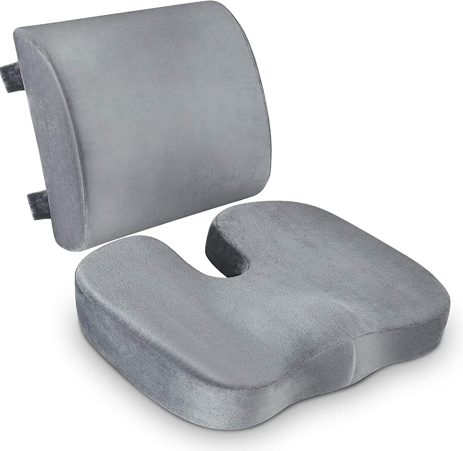 QUTOOL Orthopedic Seat Cushion and Lumbar Support Pillow -VELVET COVER